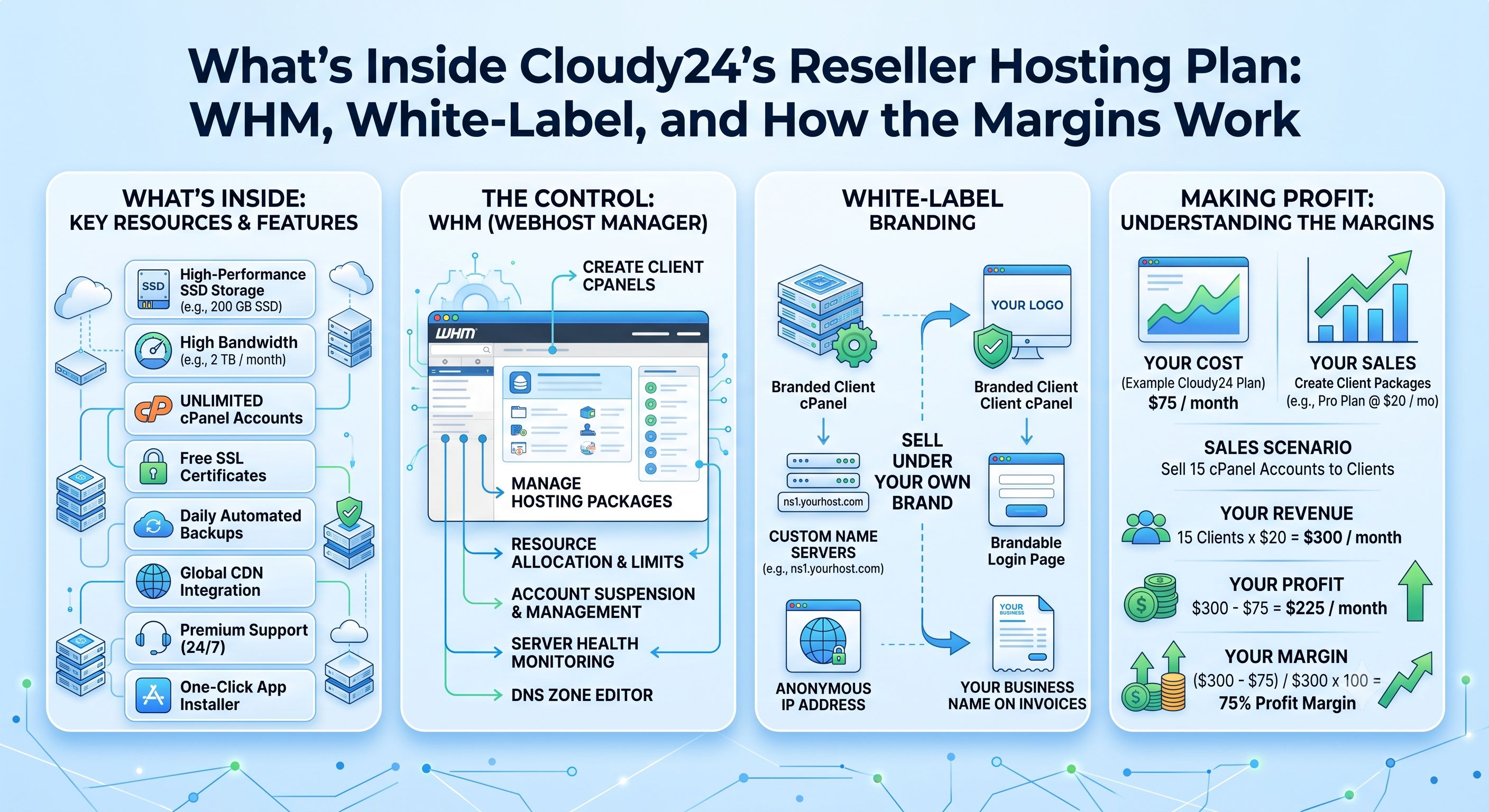 What's Inside Cloudy24's Reseller Hosting Plan: WHM, White-Label, and How the Margins Work